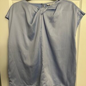 Nine West Pale Blue Twist-Neck Blouse